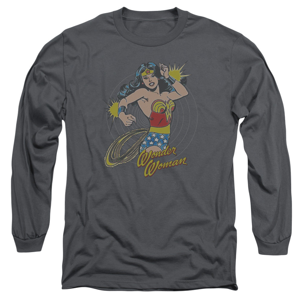 AN OFFCIALLY LICENSED DC SPINNING MEN'S LONG SLEEVE T-SHIRT CHARCOAL