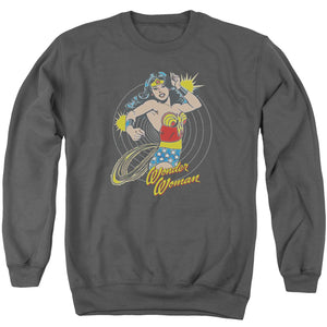 AN OFFCIALLY LICENSED DC SPINNING ADULT UNISEX CREWNECK SWEATSHIRT CHARCOAL