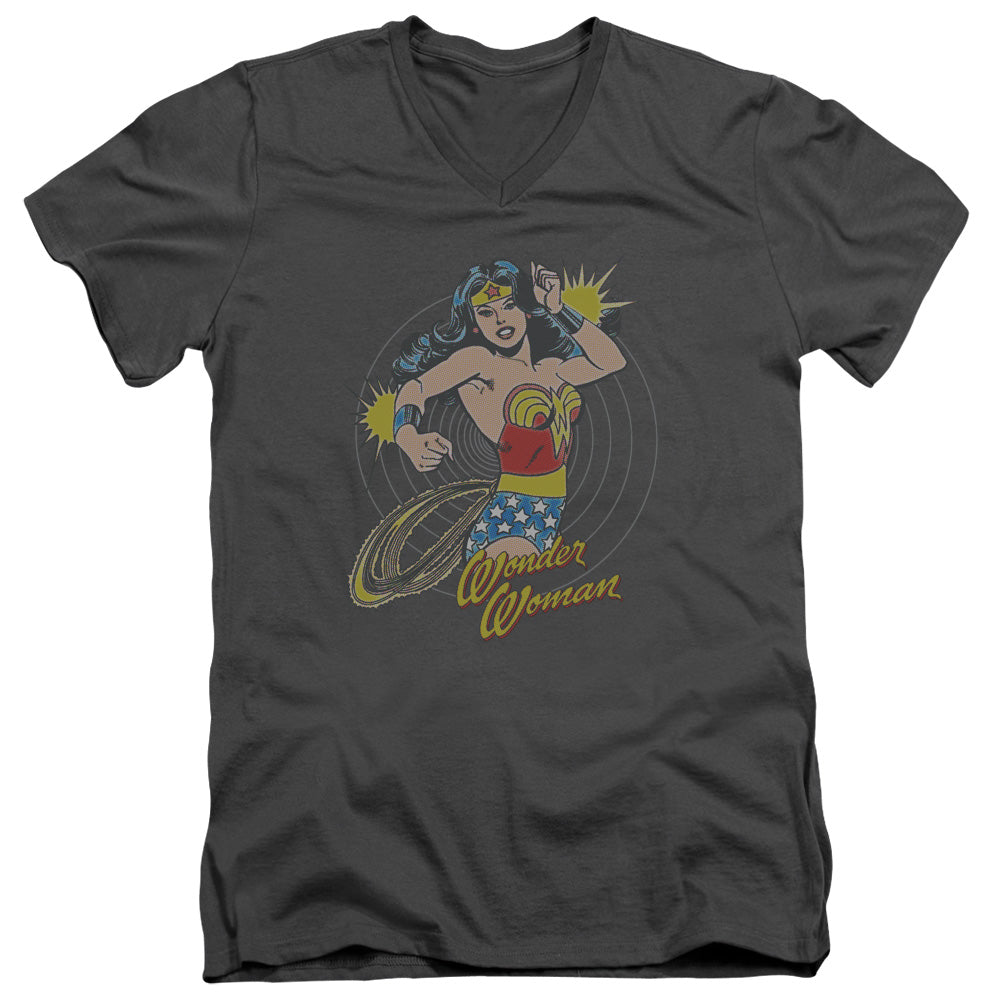 AN OFFCIALLY LICENSED DC SPINNING MEN'S V-NECK T-SHIRT CHARCOAL