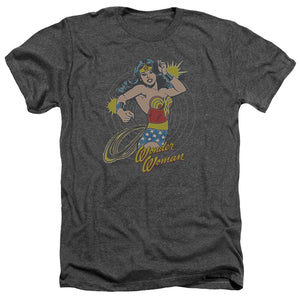 AN OFFCIALLY LICENSED DC SPINNING MEN'S HEATHER T-SHIRT CHARCOAL