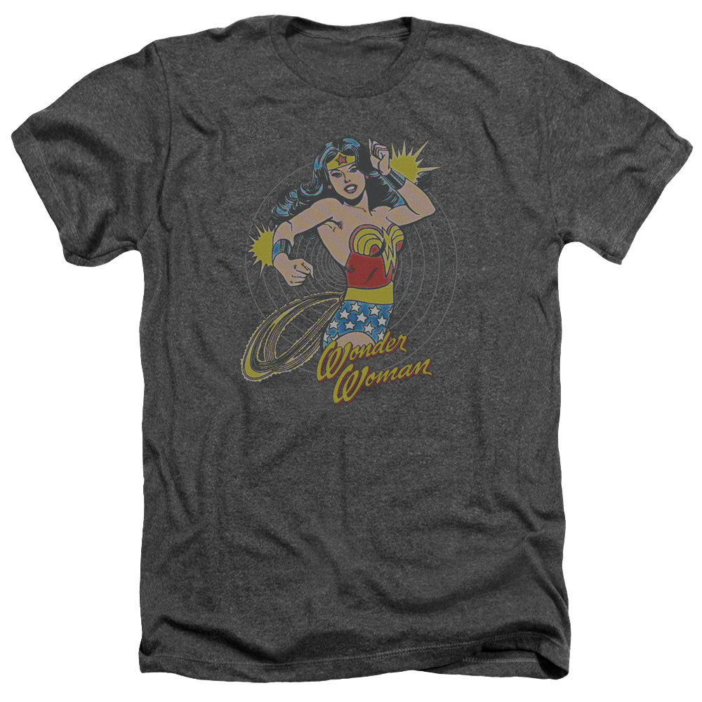 AN OFFCIALLY LICENSED DC SPINNING MEN'S HEATHER T-SHIRT CHARCOAL