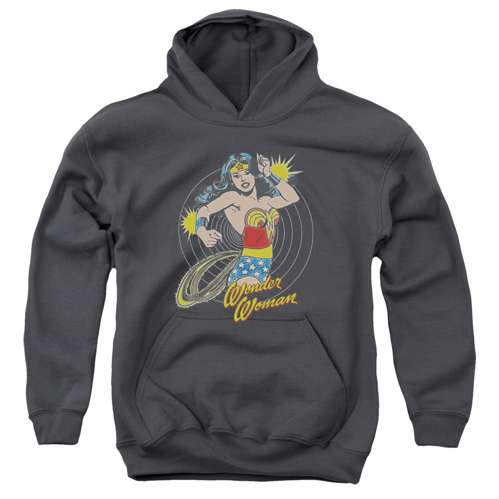 AN OFFCIALLY LICENSED DC SPINNING YOUTH HOODIE CHARCOAL