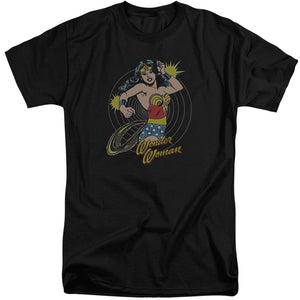 AN OFFCIALLY LICENSED DC SPINNING MEN'S TALL FIT T-SHIRT BLACK