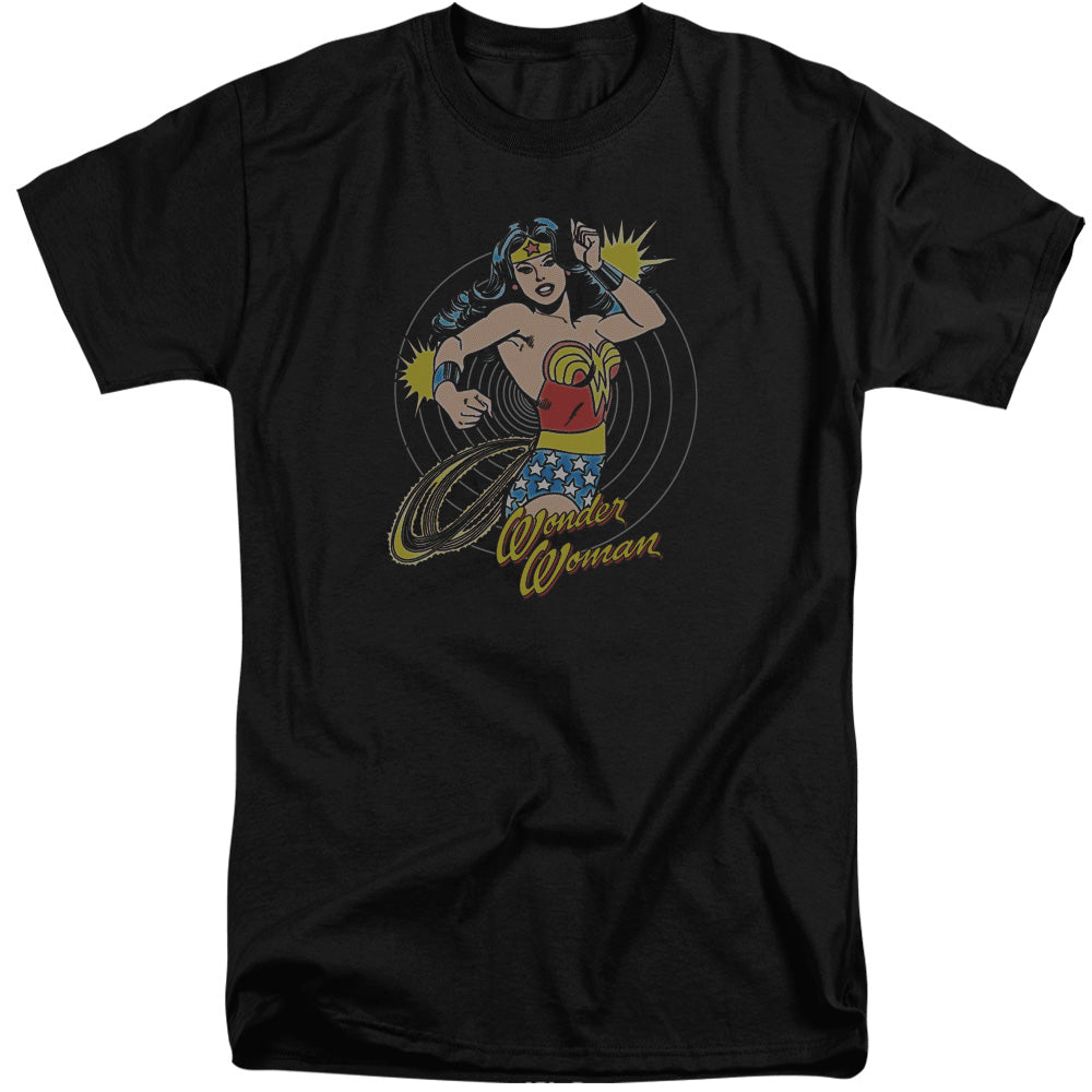 AN OFFCIALLY LICENSED DC SPINNING MEN'S TALL FIT T-SHIRT BLACK