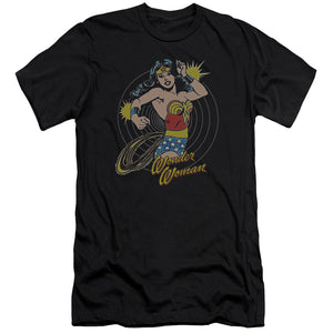 AN OFFCIALLY LICENSED DC SPINNING MEN'S PREMIUM SLIM FIT T-SHIRT BLACK