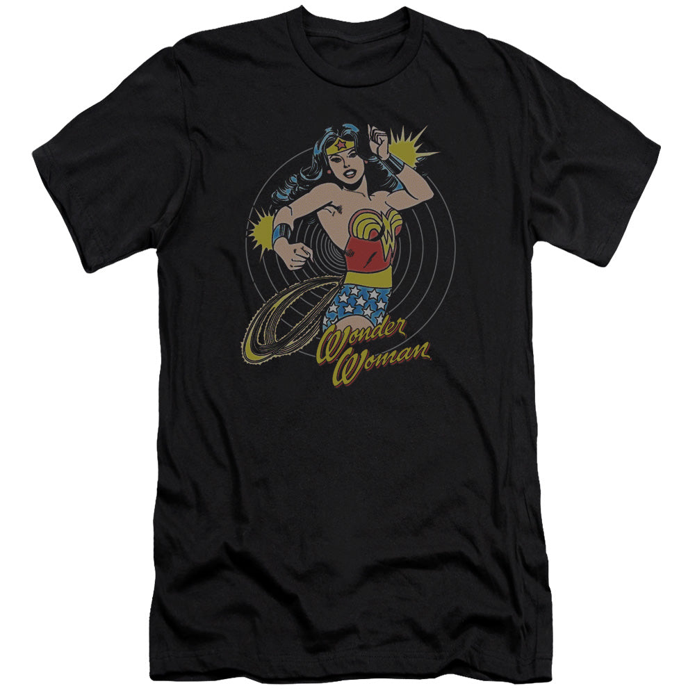 AN OFFCIALLY LICENSED DC SPINNING MEN'S PREMIUM SLIM FIT T-SHIRT BLACK