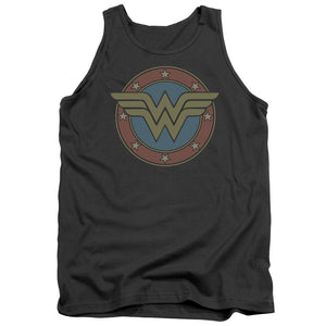 AN OFFCIALLY LICENSED DC WW VINTAGE EMBLEM ADULT UNISEX TANK TOP CHARCOAL