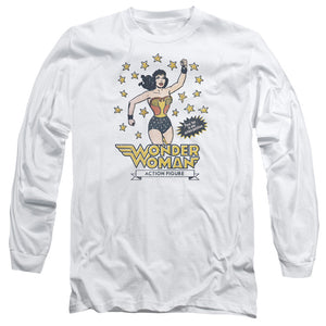 AN OFFCIALLY LICENSED DC ACTION FIGURE MEN'S LONG SLEEVE T-SHIRT WHITE