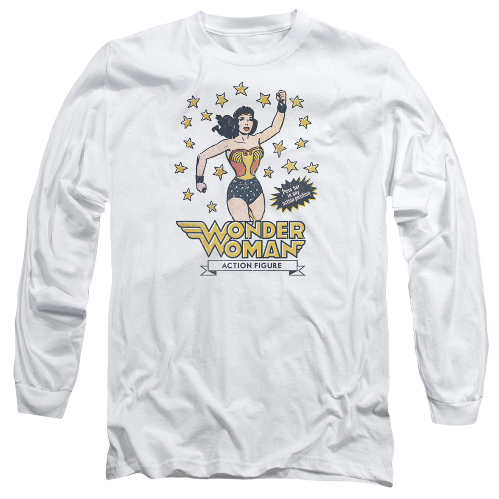 AN OFFCIALLY LICENSED DC ACTION FIGURE MEN'S LONG SLEEVE T-SHIRT WHITE