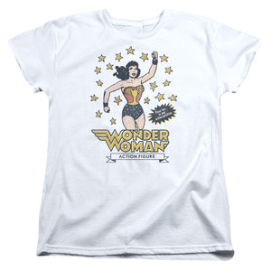 AN OFFCIALLY LICENSED DC ACTION FIGURE WOMEN'S REGULAR FIT T-SHIRT WHITE