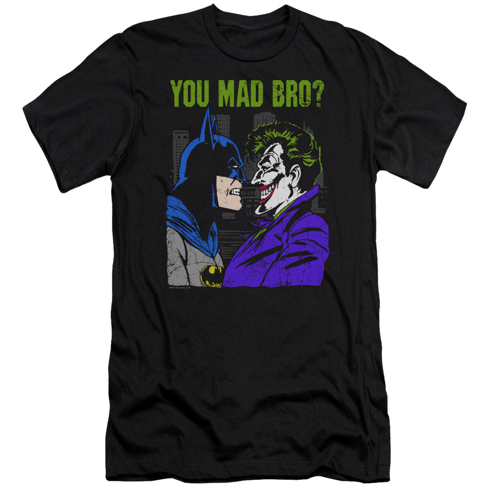 AN OFFCIALLY LICENSED DC MAD BRO MEN'S PREMIUM SLIM FIT T-SHIRT BLACK