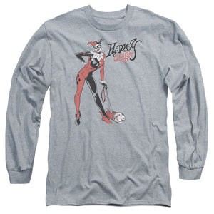 AN OFFCIALLY LICENSED DC HARLEY HAMMER MEN'S LONG SLEEVE T-SHIRT ATHLETIC HEATHER