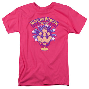 AN OFFCIALLY LICENSED DC STAR CROSSED MEN'S REGULAR FIT T-SHIRT HOT PINK