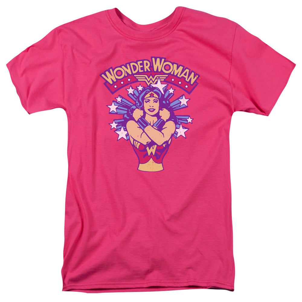 AN OFFCIALLY LICENSED DC STAR CROSSED MEN'S REGULAR FIT T-SHIRT HOT PINK