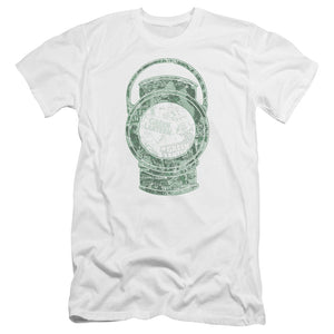 AN OFFCIALLY LICENSED DC LANTERN COVER MEN'S PREMIUM SLIM FIT T-SHIRT WHITE