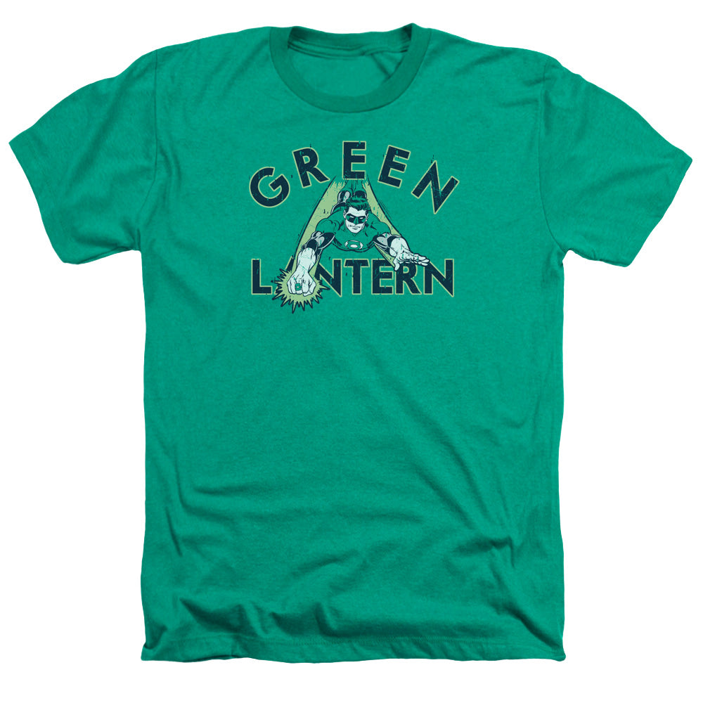 AN OFFCIALLY LICENSED DC IN FLIGHT MEN'S HEATHER T-SHIRT KELLY GREEN