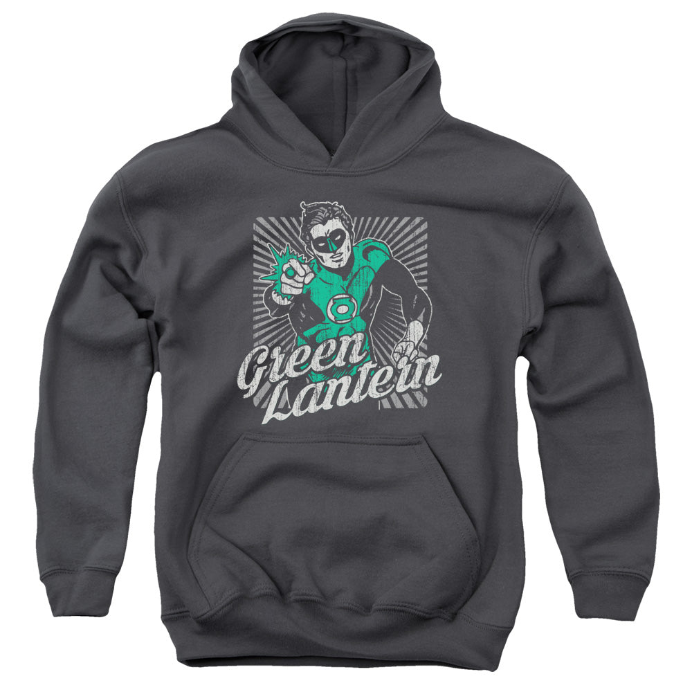 AN OFFCIALLY LICENSED DC RING RAYS YOUTH HOODIE CHARCOAL