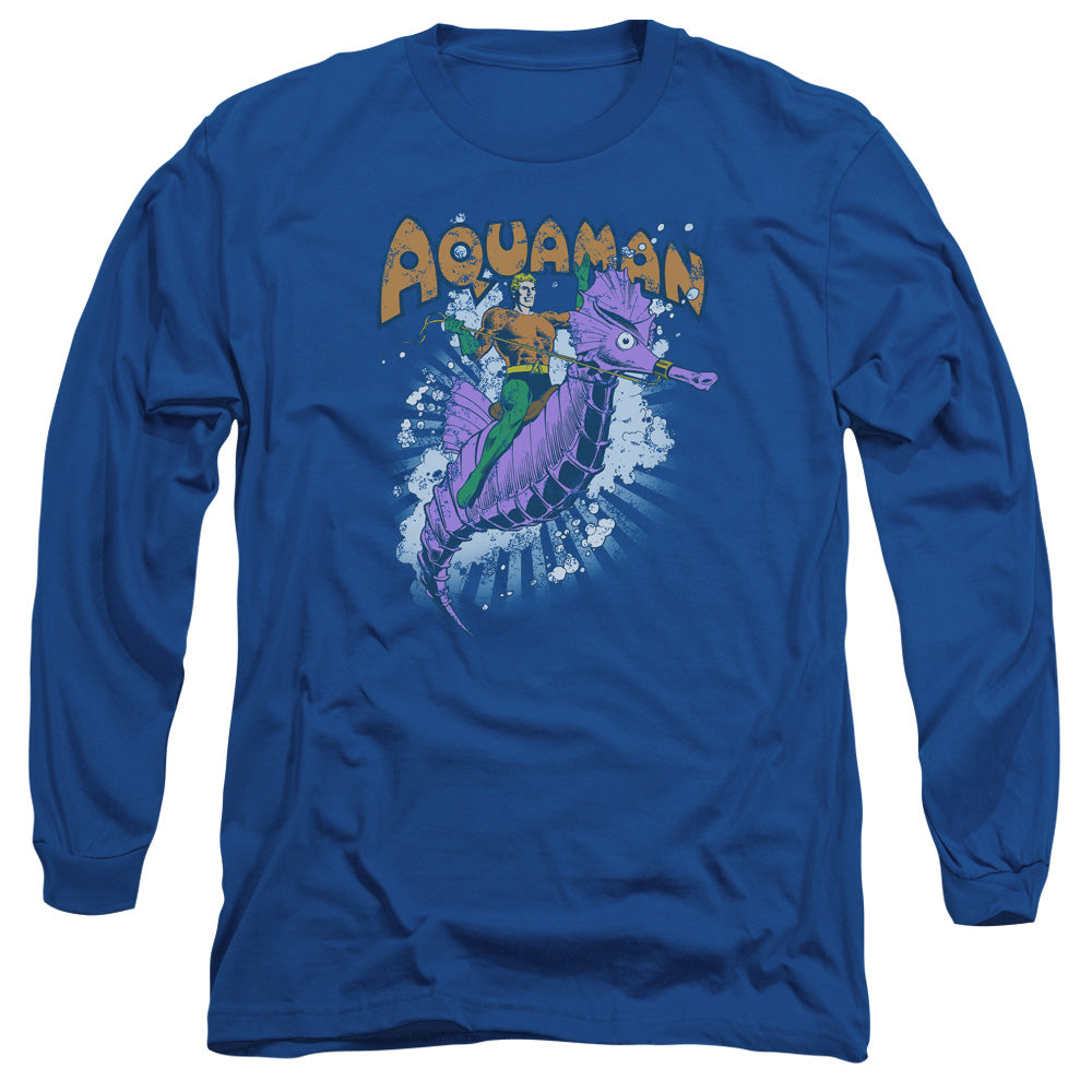 AN OFFCIALLY LICENSED DC RIDE FREE MEN'S LONG SLEEVE T-SHIRT ROYAL