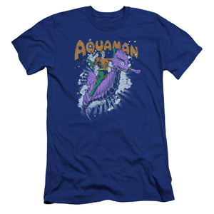 AN OFFCIALLY LICENSED DC RIDE FREE MEN'S PREMIUM SLIM FIT T-SHIRT ROYAL
