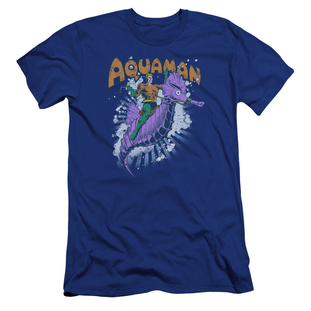 AN OFFCIALLY LICENSED DC RIDE FREE MEN'S PREMIUM SLIM FIT T-SHIRT ROYAL