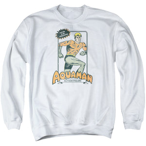 AN OFFCIALLY LICENSED DC AM ACTION FIGURE ADULT UNISEX CREWNECK SWEATSHIRT WHITE