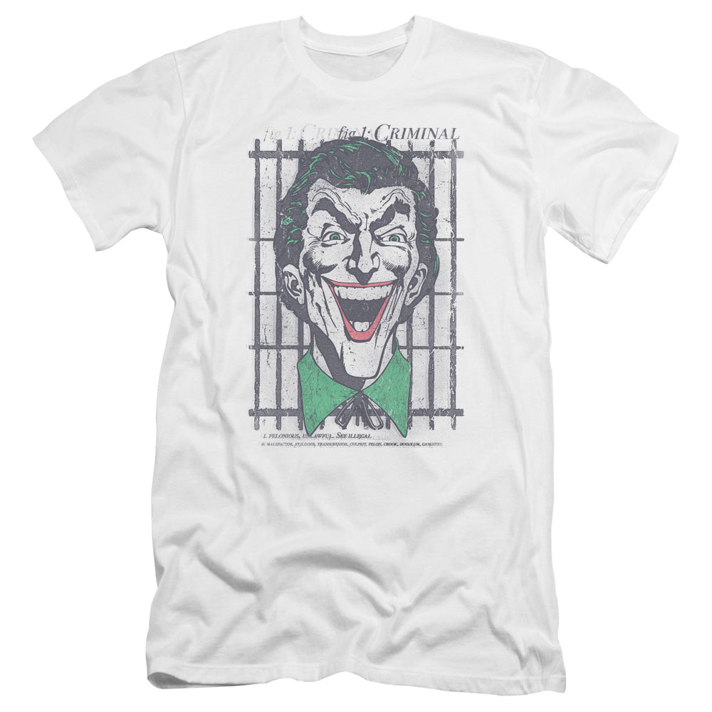 AN OFFCIALLY LICENSED DC CRIMINAL MEN'S PREMIUM SLIM FIT T-SHIRT WHITE