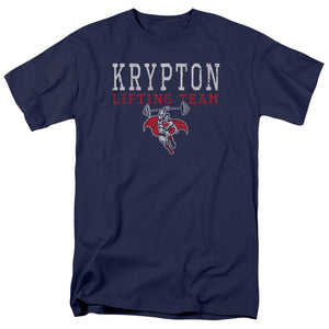 AN OFFCIALLY LICENSED DCO KRPTON LIFTING MEN'S REGULAR FIT T-SHIRT NAVY