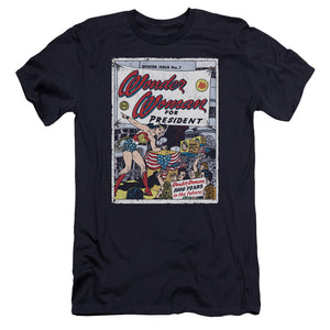 AN OFFCIALLY LICENSED DC WW FOR PRESIDENT MEN'S PREMIUM SLIM FIT T-SHIRT NAVY
