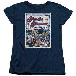 AN OFFCIALLY LICENSED DC WW FOR PRESIDENT WOMEN'S REGULAR FIT T-SHIRT NAVY