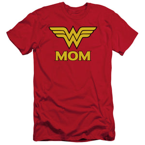 AN OFFCIALLY LICENSED DCO WONDER MOM MEN'S PREMIUM SLIM FIT T-SHIRT RED