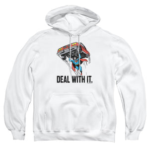 AN OFFCIALLY LICENSED DCO DEAL WITH IT ADULT UNISEX PULLOVER HOODIE WHITE
