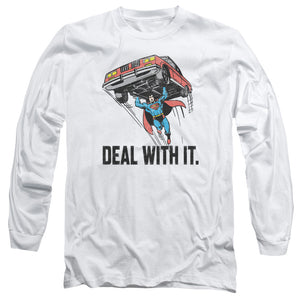 AN OFFCIALLY LICENSED DCO DEAL WITH IT MEN'S LONG SLEEVE T-SHIRT WHITE