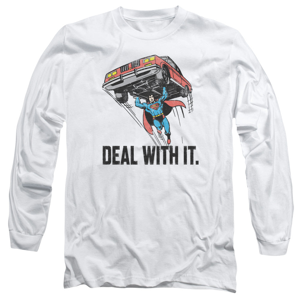 AN OFFCIALLY LICENSED DCO DEAL WITH IT MEN'S LONG SLEEVE T-SHIRT WHITE