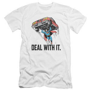AN OFFCIALLY LICENSED DCO DEAL WITH IT MEN'S PREMIUM SLIM FIT T-SHIRT WHITE