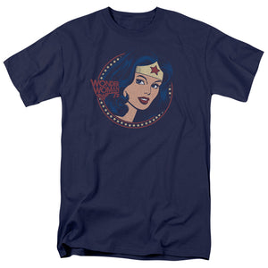 AN OFFCIALLY LICENSED DC WW75 STARBURST PORTRAIT MEN'S REGULAR FIT T-SHIRT NAVY