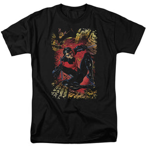 AN OFFCIALLY LICENSED JLA NIGHTWING #1 MEN'S REGULAR FIT T-SHIRT BLACK