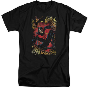 AN OFFCIALLY LICENSED JLA NIGHTWING #1 MEN'S TALL FIT T-SHIRT BLACK