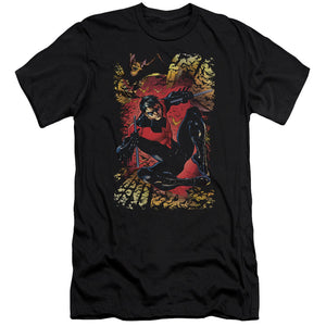 AN OFFCIALLY LICENSED JLA NIGHTWING #1 MEN'S PREMIUM SLIM FIT T-SHIRT BLACK