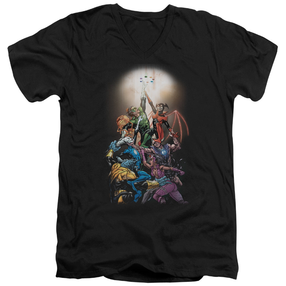 AN OFFCIALLY LICENSED GREEN LANTERN GL NEW GUARDIANS #1 MEN'S V-NECK T-SHIRT BLACK