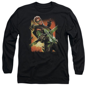 AN OFFCIALLY LICENSED JLA GREEN ARROW #1 MEN'S LONG SLEEVE T-SHIRT BLACK