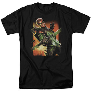AN OFFCIALLY LICENSED JLA GREEN ARROW #1 MEN'S REGULAR FIT T-SHIRT BLACK
