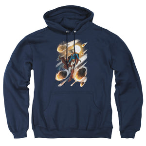 AN OFFCIALLY LICENSED JLA SUPERGIRL #1 ADULT UNISEX PULLOVER HOODIE NAVY