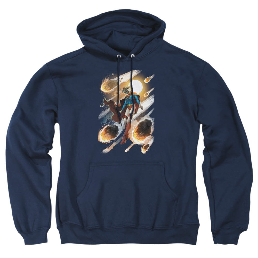 AN OFFCIALLY LICENSED JLA SUPERGIRL #1 ADULT UNISEX PULLOVER HOODIE NAVY