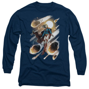 AN OFFCIALLY LICENSED JLA SUPERGIRL #1 MEN'S LONG SLEEVE T-SHIRT NAVY