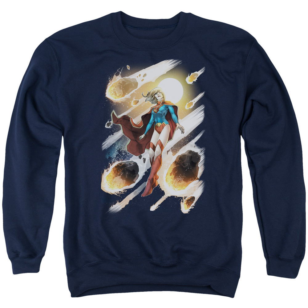 AN OFFCIALLY LICENSED JLA SUPERGIRL #1 ADULT UNISEX CREWNECK SWEATSHIRT NAVY