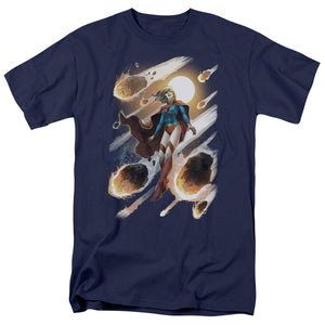 AN OFFCIALLY LICENSED JLA SUPERGIRL #1 MEN'S REGULAR FIT T-SHIRT NAVY