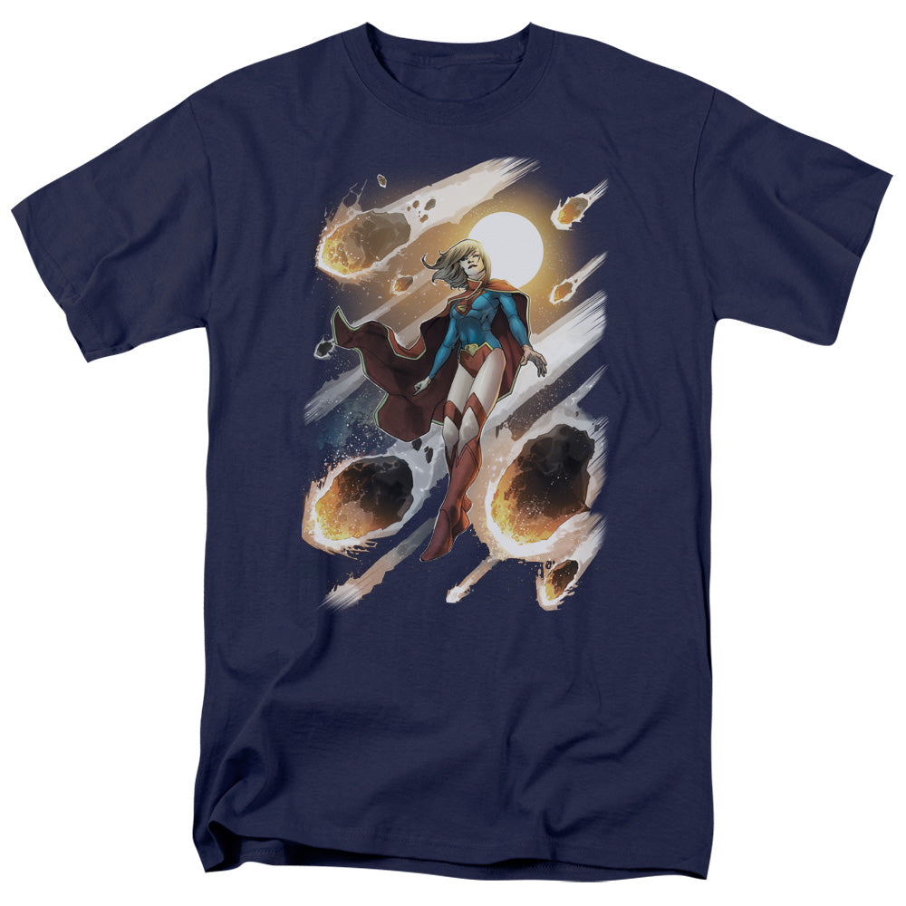 AN OFFCIALLY LICENSED JLA SUPERGIRL #1 MEN'S REGULAR FIT T-SHIRT NAVY