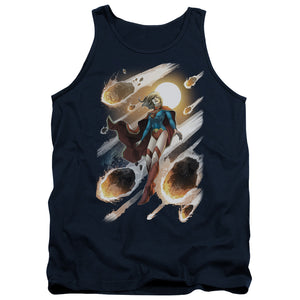 AN OFFCIALLY LICENSED JLA SUPERGIRL #1 ADULT UNISEX TANK TOP NAVY