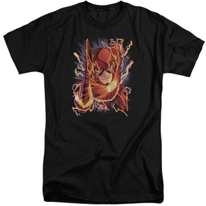 AN OFFCIALLY LICENSED JLA FLASH #1 MEN'S TALL FIT T-SHIRT BLACK
