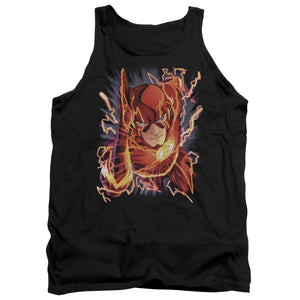 AN OFFCIALLY LICENSED JLA FLASH #1 ADULT UNISEX TANK TOP BLACK